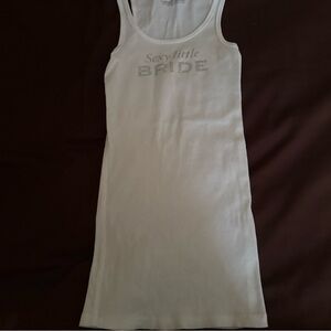Victoria's Secret White Bling Tank Top Just Married Size Small